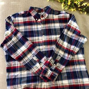 Old Navy Red & Blue Plaid Slim Fit Shirt